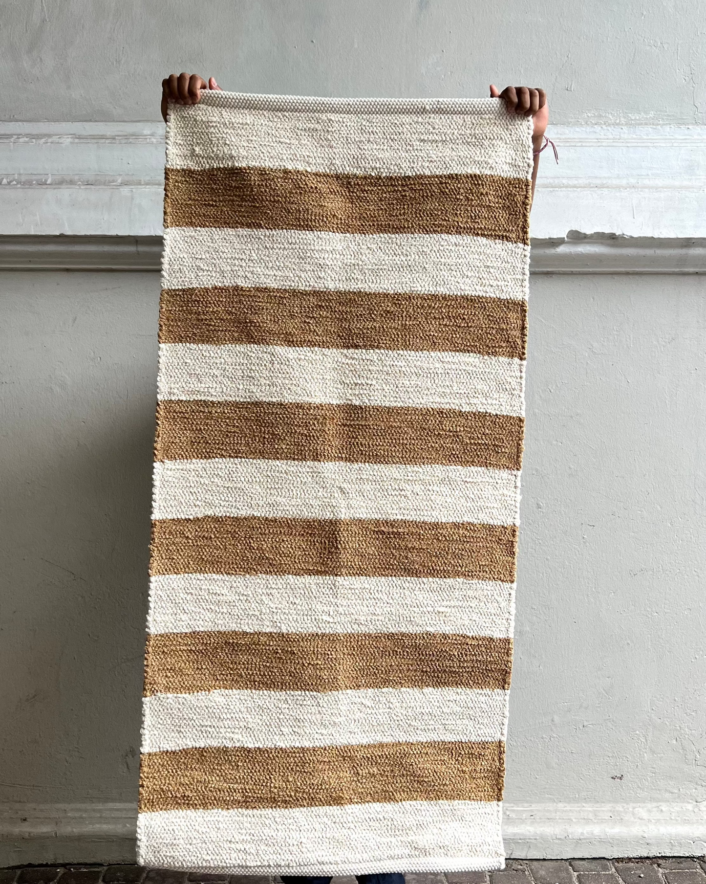 Teppich "BARRA" gestreift Caramelo - Handmade in Portugal 🇵🇹 I 70x140