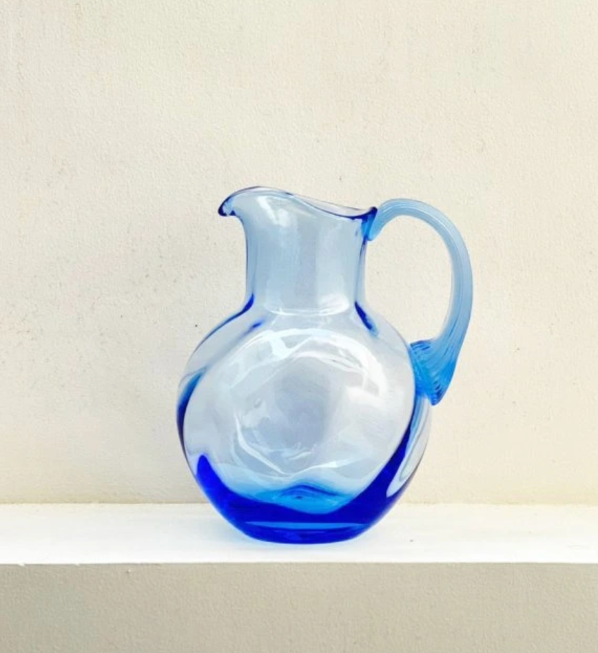 "Swirl Jug" Light Blue handmade in Czech Republic