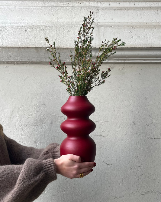 Keramik Vase "Flow" handmade in Portugal Burgundy