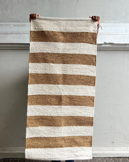 Teppich "BARRA" gestreift Caramelo - Handmade in Portugal 🇵🇹 I 70x140