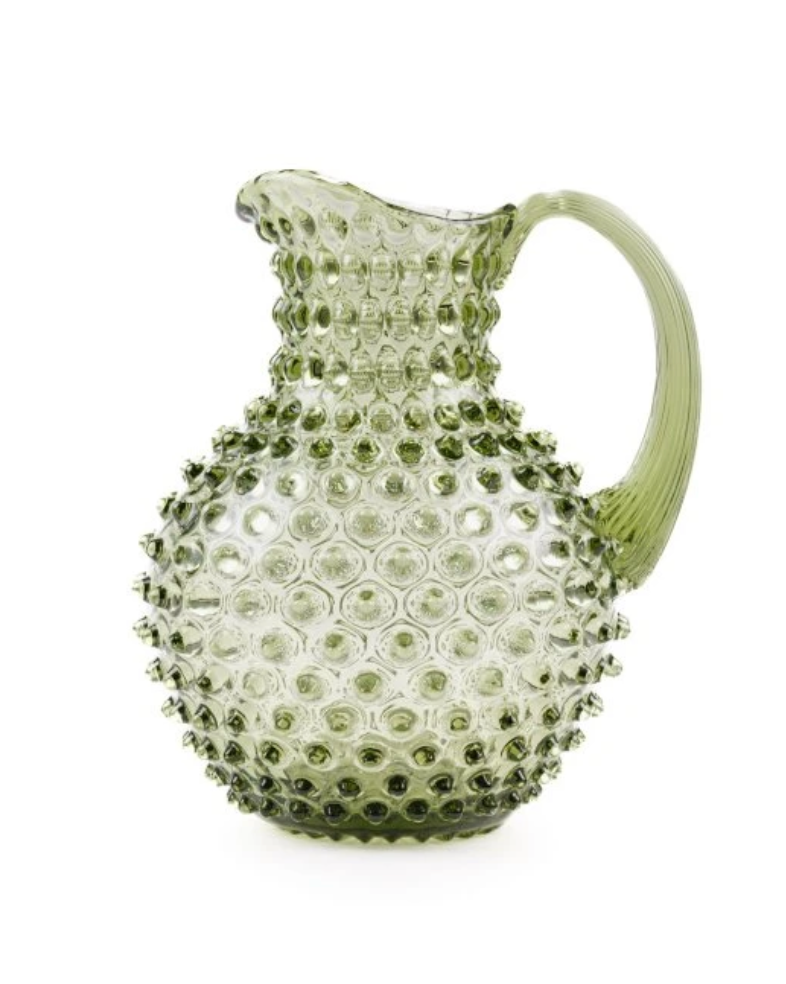 "Hobnail Jug"  Olive green handmade in Czech Republic I Anna von Lipa