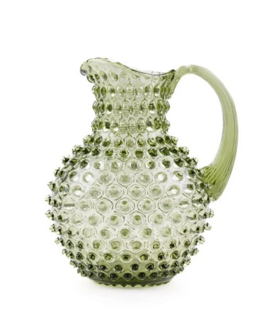 "Hobnail Jug"  Olive green handmade in Czech Republic I Anna von Lipa