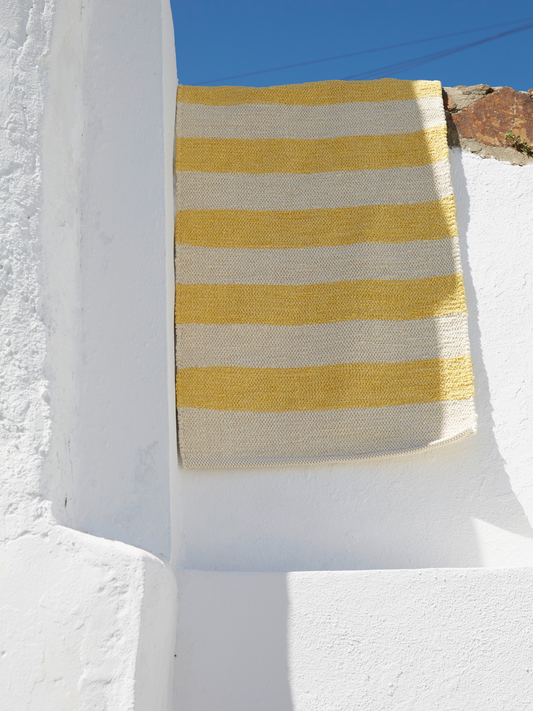 Teppich "BARRA" gestreift Gelb - Handmade in Portugal 🇵🇹 I 70x140